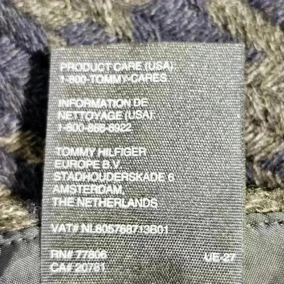 Tommy Hilfiger Navy Blue Grey Wool Blend Houndstooth Lined Skirt Size 12 - Picture 8 of 9